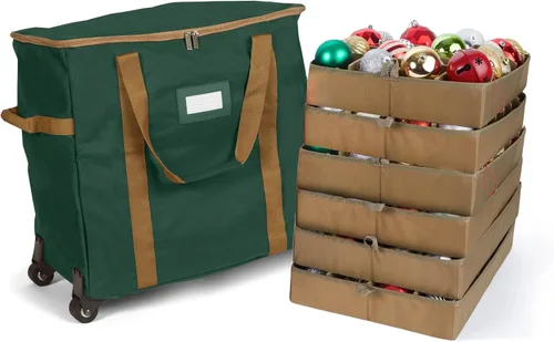 Vista 59 de Covermates Keepsakes Bolsa de almacenamiento ajustable para adornos, con asas de transporte, protección acolchada, ruedas dobles, almacenamiento