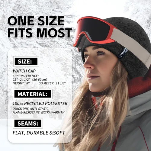 Vista 4 de Gorra táctica de forro polar para invierno, gorro cálido para múltiples estaciones, gorra de reloj militar, paquete de 2