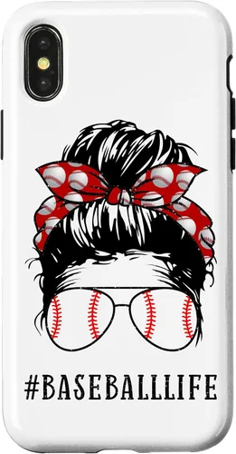 Vista 5 de Mom Messy Hair Bun Aviators Glasses Baseball Mother Life Case for iPhone 17