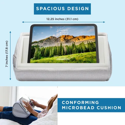 Vista 5 de LAPGEAR Soporte de almohada para tablet, ranura de 11 pulgadas para iPads, Galaxy Tabs, Kindles, lectores electrónicos y teléfonos, soporte