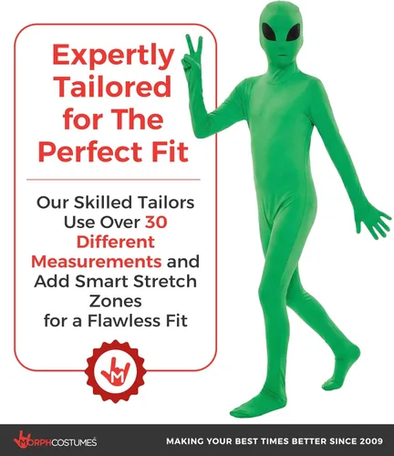 Vista 5 de Morphsuits Disfraz de alienígena verde para niños, disfraz de Halloween