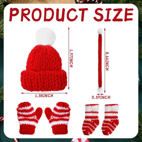 Vista 3 de Zhanmai 12 piezas de accesorios de muñeca de Navidad, kit de muñeca de Navidad, incluye sombreros, calcetines, guantes, conjuntos de bufanda