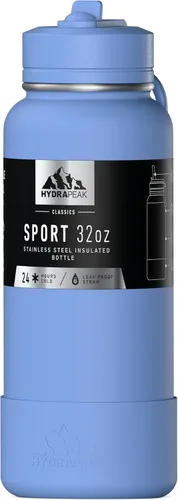 Vista 21 de Hydrapeak Botella de agua deportiva aislada de 32 onzas con tapa con popote, a prueba de fugas y derrames, mantiene las bebidas frías durante 24