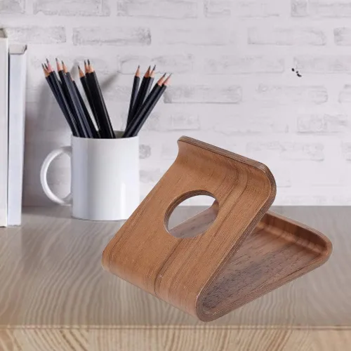 Vista 8 de Rodipu Soporte de madera para teléfono - Soporte para teléfono celular y tableta (nogal)