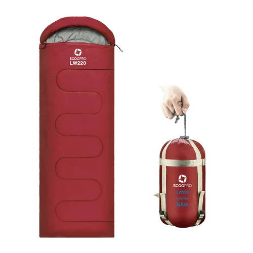 Vista 10 de ECOOPRO Saco de dormir para clima cálido, portátil, impermeable, compacto, ligero, cómodo con saco de compresión, ideal para acampar al aire libre