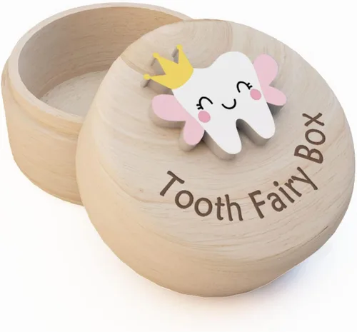 Vista 14 de Caja de hadas de dientes para niñas con bolsa de fiary bonita caja de madera tallada 3D Dientes perdidos para niños, recuerdo de dientes caídos