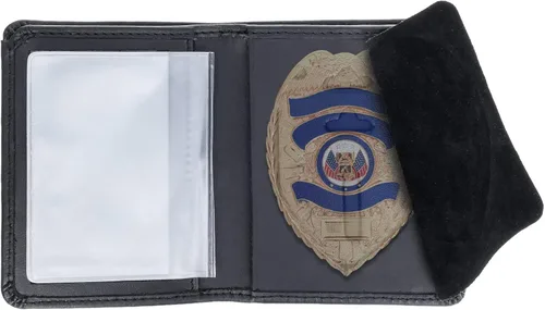 Vista 8 de Billetera de cuero plegable, tarjeta de identificación de credencial y soporte para tarjetas de policía, escudo