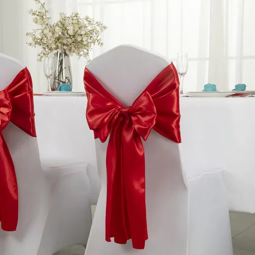 Vista 3 de Horbaunal - Juego de 12 caminos de mesa de satén rojos de 12 x 108 pulgadas, caminos de mesa suaves para bodas, banquetes y fiestas de cumpleaños