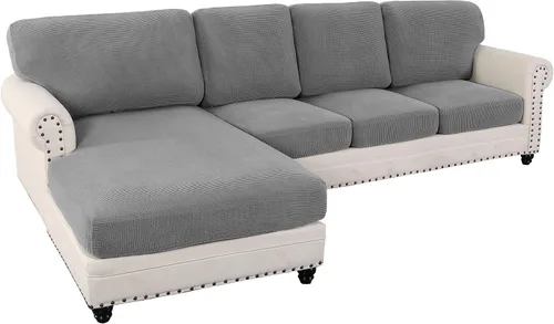 Vista 16 de Fundas elásticas para cojines de sofá seccional para sofá seccional izquierdo y derecho en forma de L, juego de 6 piezas para sofás seccionales