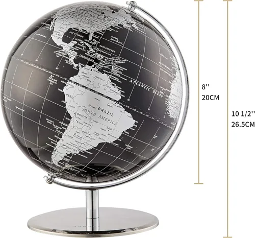 Vista 9 de ANNOVA Globo metálico negro – Decoración de escritorio educativa/geográfica/moderna – Arco y base de acero inoxidable/mundo de la Tierra – negro
