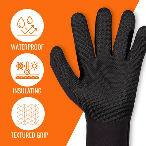 Vista 3 de NEO GEAR PRO Guantes de trabajo Guantes de trabajo impermeables de neopreno para invierno para clima frío 0.138 in Carbón pequeño