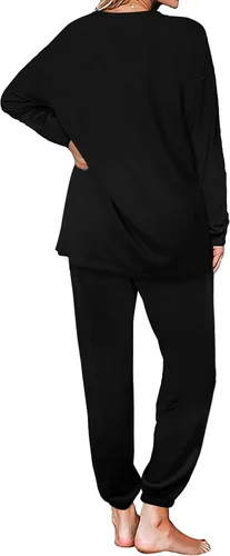 Vista 114 de Aloodor conjunto deportivo de 2 piezas para mujer, con sudadera con cuello redondo, sin botones