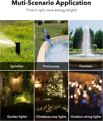 Vista 7 de HBN Outdoor Timer Outlet Waterproof, 24 Hour Mechanical Light Timers for Electrical Outlets Outdoor Weatherproof, 2 Grounded Outlets for Christmas