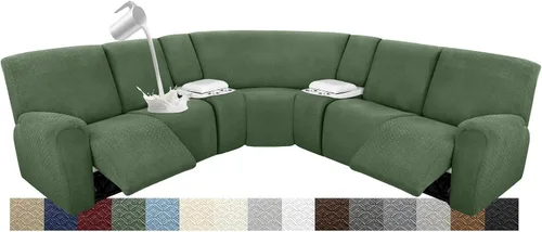 Vista 66 de Fundas para sofá modular reclinable, impermeable, en forma de L, lavable, para sofá reclinable en forma de L, súper elásticas, suaves, para esquinas