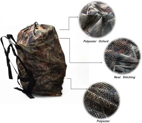 Vista 3 de Bolsa de malla para caza de aves acuáticas de pato ganso pavo, con correas ajustables
