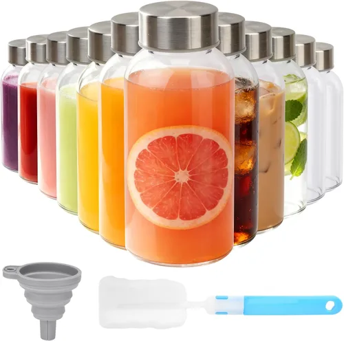 Vista 13 de [Usado] Sursip 16 oz Glass Juice Bottles with Lids, 6 Pack Reusable Clear Glass, Silicone Sleeves and Straws, Leakproof, For Juicing, Smoothies