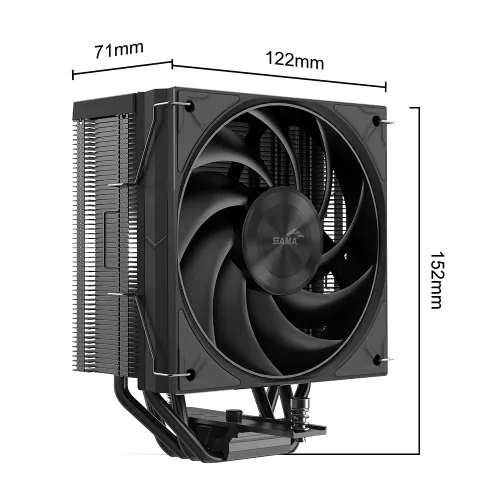 Vista 9 de SAMA Enfriador de aire de CPU A40 – Torre única, 1 ventilador de anillo guía silencioso, base de cobre, diseño de aleta híbrida, perfil bajo