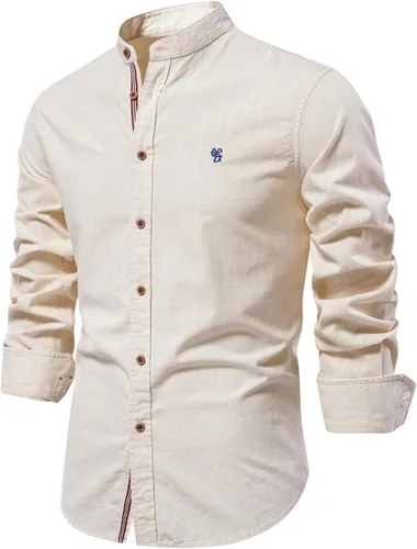 Vista 6 de Generic Men's Medium Blue Cotton Casual Button Down Long Sleeve Shirt