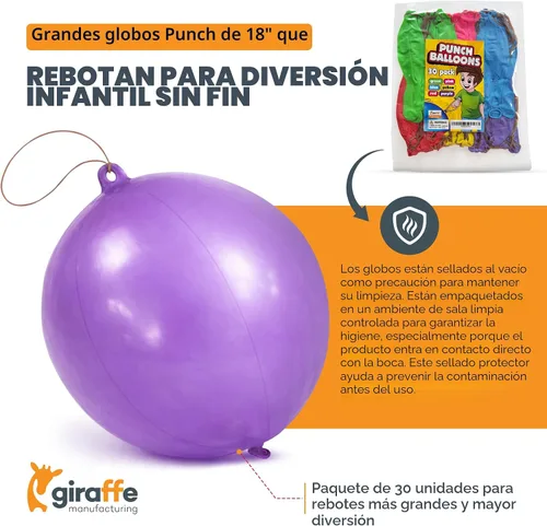 Vista 7 de Globos de neón Giraffe con función de rebote (30 unidades)