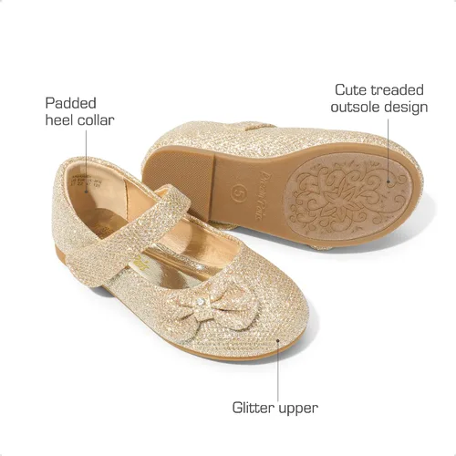 Vista 3 de DREAM PAIRS Zapatos de vestir para niñas, con lazo lateral, Mary Jane, flores, zapatos planos de bailarina (bebéniño pequeño)