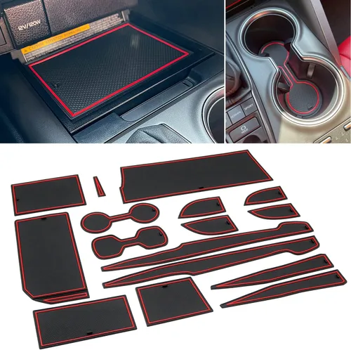 Vista 8 de Para Toyota Camry Accessories 2018 2019 2020 2021 2022 2023 2024 Inserto de portavasos personalizado, organizador de consola central, tapete de Negro