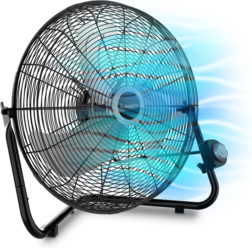Vista 5 de Lasko Ventilador de torre oscilante de alta velocidad, control remoto, temporizador, 3 velocidades potentes y ventilador de piso de alta velocidad