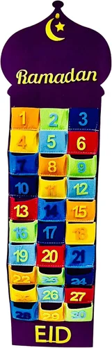 Vista 10 de Calendario de cuenta regresiva de Ramadán para niños, calendario islámico, festivo, decoración del hogar, calendario de Adviento de Ramadán Mubarak