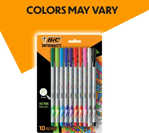 Vista 2 de BIC Rotuladores Intensity Fineliner de punta media (0.028 in), colores surtidos, aplicación suave, 10