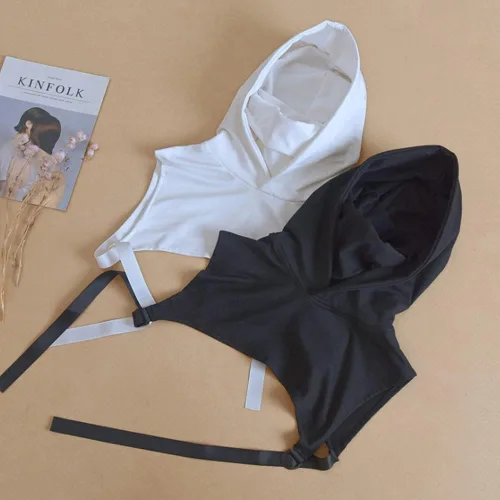 Vista 4 de Elegtiskas Cuello falso desmontable con capucha cuello alto Dickey para mujeres y niñas