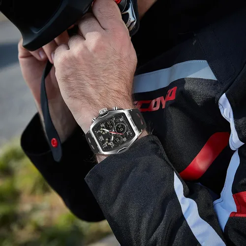 Vista 3 de FANMIS Reloj para hombre de moda hueco único rectángulo reloj de pulsera impermeable deportivo digital analógico doble pantalla cronómetro punk