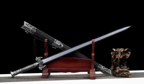 Vista 4 de LOONGSWORD Chino Han Jian, acero de alto manganeso, hoja azul grabada