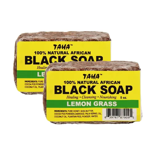 Vista 15 de Taha Barra de jabón negra africana, orgánica y 100% natural, calmante e hidratante, limpieza saludable, ideal para manchas, acné, cuero cabelludo