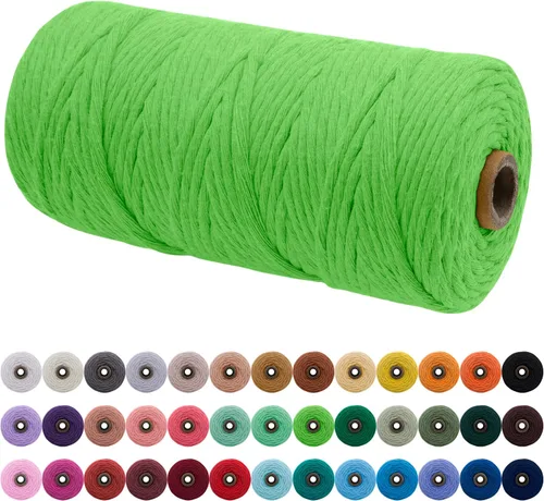 Vista 64 de JeogYong Cordón de macramé de un solo hilo 3 mm x 109 yardas (328 pies) Cuerda de algodón suave Hilo de macramé de 3 mm, suministros de macramé