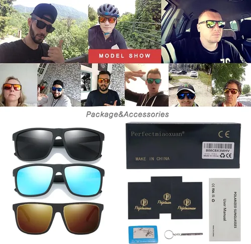 Vista 9 de Perfectmiaoxuan Lentes de sol polarizados para hombresmujeres marco ligero lentes piloto HD gafas de golf, conducción, pesca y viaje