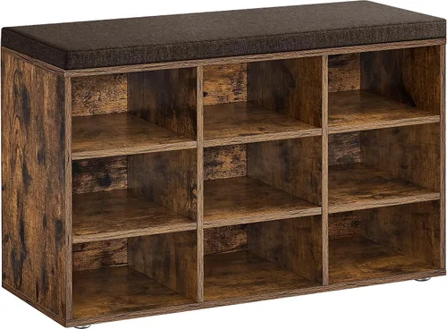 Vista 20 de VASAGLE - Colección CUSTOS - Banco para zapatos, banco de almacenamiento con asiento acolchado, banco de entrada con 9 compartimentos