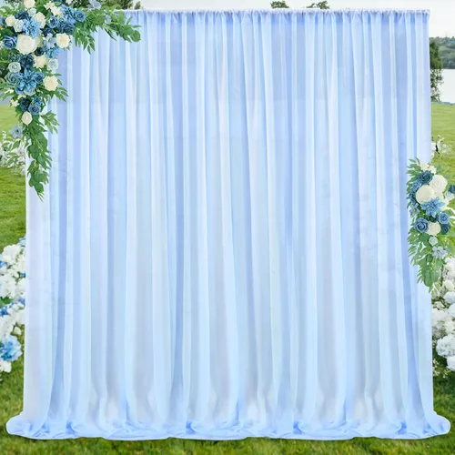 Vista 13 de PARTISKY Cortinas de telón de fondo de gasa negra de 10 x 7 pies, cortinas de fotos de tela transparente sin arrugas para boda, ceremonia, arco