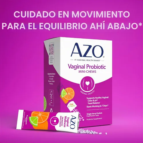 Vista 9 de AZO Mini-masticables probióticos vaginales para mujeres, sabor a ponche