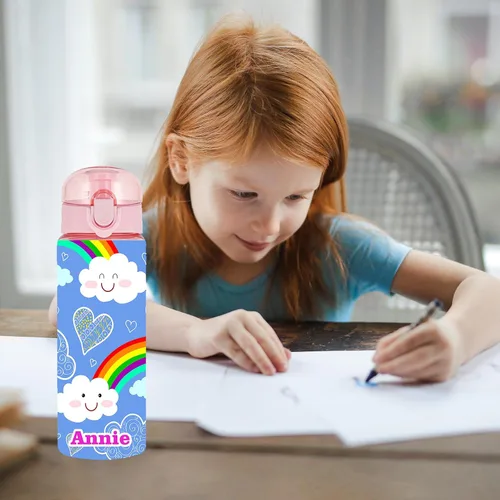 Vista 5 de Botellas de agua personalizadas con tapa, botella personalizada de 26 onzas con nombre, botellas de agua de plástico personalizadas, a prueba