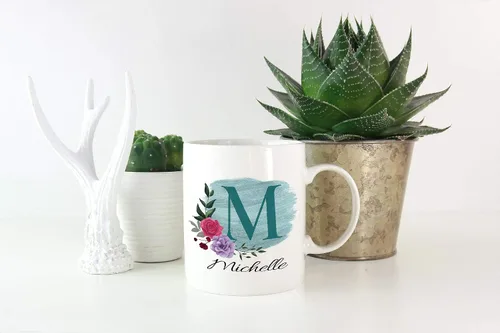 Vista 2 de Taza de café personalizada para tus amigos y familiares con inicial y nombre, regalo para todas las ocasiones, cumpleaños, Navidad, regalo de Acción