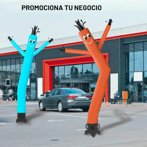 Vista 5 de MOUNTO Hombre tubo inflable de 10 pies que baila con el paso del aire para señal de tienda (naranja)