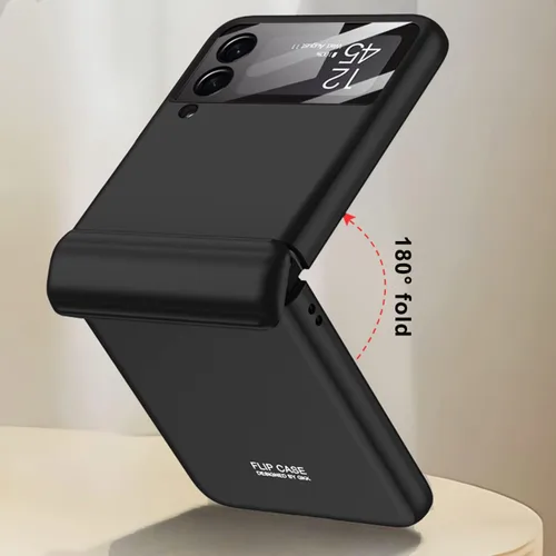 Vista 5 de Protección magnética de bisagra y funda protectora de cámara de lente integrada para Samsung Galaxy Z Flip 4 (negro)