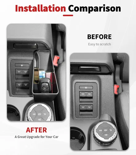 Vista 4 de JWWY Interior Storage Organizer Kit for 2021-2026 Ford Bronco 4-Door, Center Console Gear Shift Armrest & Door Grab Handle Storage Tray Bin