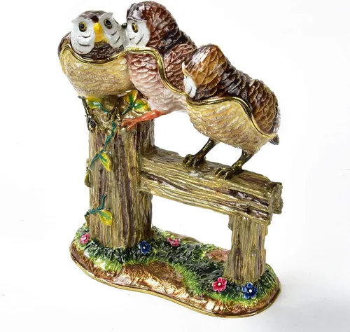 Vista 3 de KALIFANO Joyero decorativo para mujer con cristales Swarovski y piedras preciosas con forma de pájaros, hecho para almacenamiento y organización
