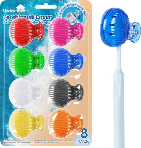 Vista 6 de UCEC - Juego de 6 tapas para cepillos de dientes, protector de cabeza para cepillos de dientes Tapa para cepillo de dientes, clip de plástico