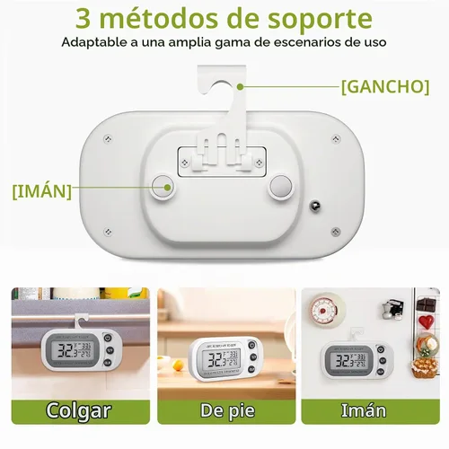 Vista 5 de Termómetro digital para refrigerador, paquete de 2 unidades, termómetro impermeable para refrigerador y congelador, termómetro con pantalla LCD