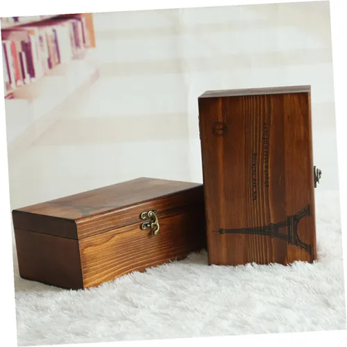 Vista 4 de VOSAREA Caja de costura de madera de arte retro caja de costura extra grande Scissor Thread Storage
