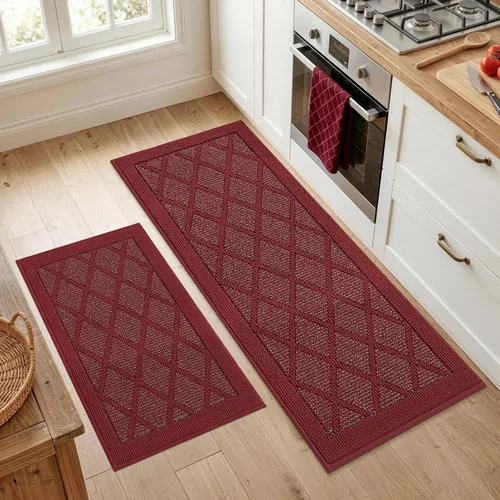 Vista 29 de COSY HOMEER Juegos de 2 Alfombras de Cocina Lavables Antideslizantes Tapetes de Cocina para Piso Absorbentes Alfombra Corredor de Cocina