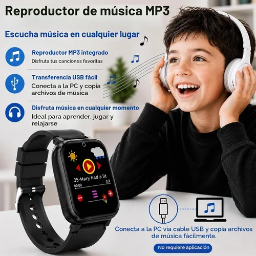 Vista 4 de Reloj inteligente infantil para niñas y niños de 4 a 10 años
