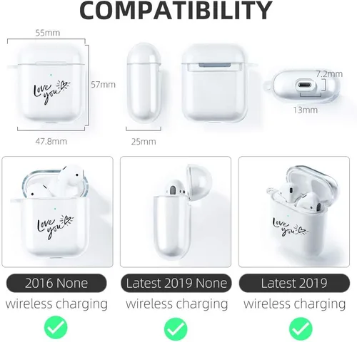 Vista 4 de AKABEILA Funda para Airpods para mujeres y hombres, compatible con Apple Airpods 2, bonita funda de diseño transparente para Airpods, diseño