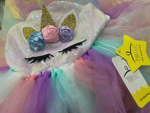 Vista 5 de Purfeel - Tutú para fiesta de disfraces para niña con diadema de unicornio